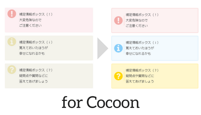 Cocoonの補足情報ボックス(？/！/ｉ)を少しかわいくカスタマイズしてみた
